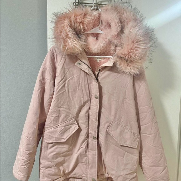 Women's Pink Fur-Trimmed Jacket M - Picture 6 of 8